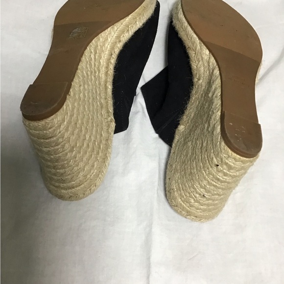 Stuart Weitzman Marabella Black Espadrille Wedges Suede Sz 12 - Picture 7 of 10